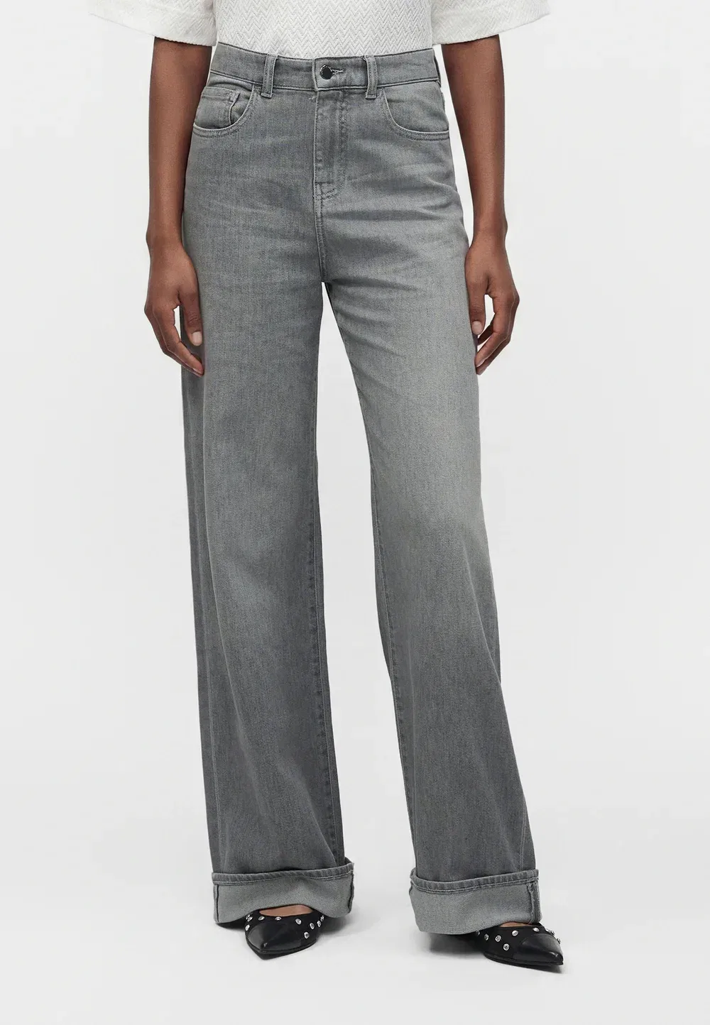 Брюки с карманами - широкие штанины Emporio Armani, Medium Grey Denim