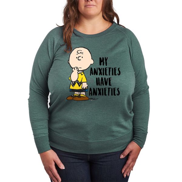 

Футболка с длинным рукавом из французского трикотажа Plus size "Арахис" с Чарли Брауном и тревогами Licensed Character, зеленый