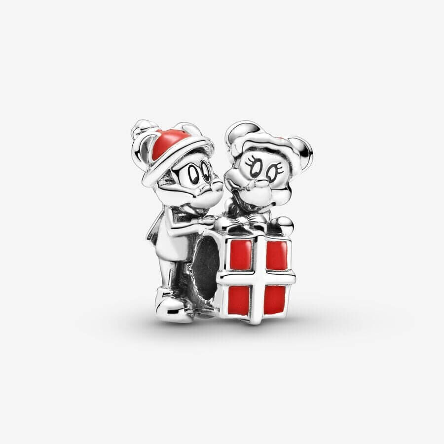 

Шарм Pandora x Disney Mickey Mouse And Minnie Mouse Present, серебро/красный
