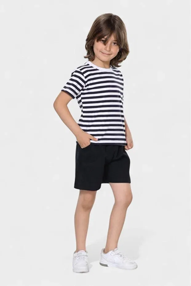 Детские шорты для мальчиков хлопковые Organic cotton combed cotton shorts Pour La Riviere, Navy Blue