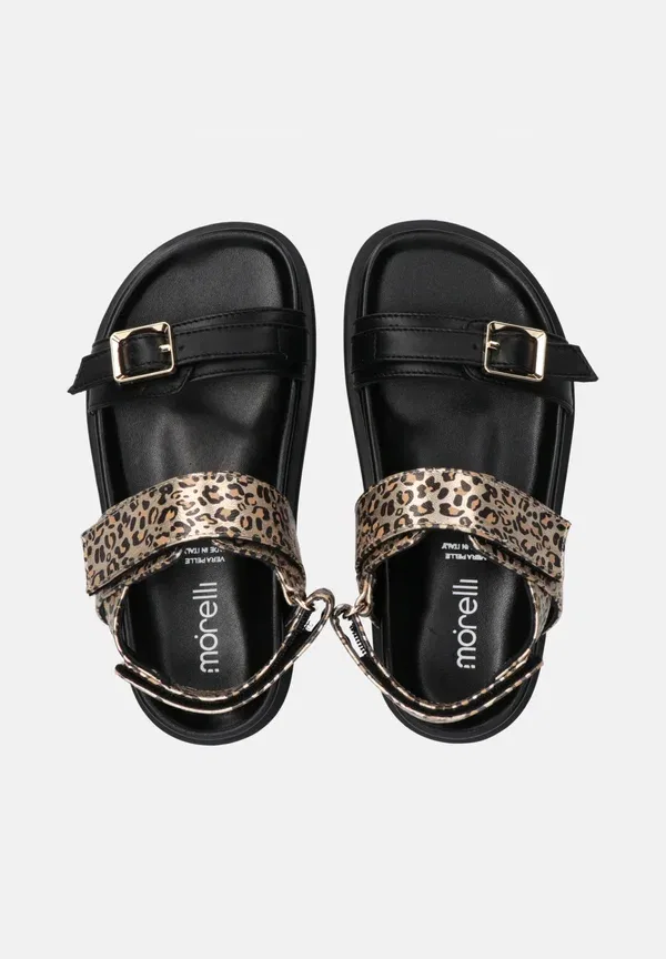 Сандалии с животным принтом Sandali con velcro e fascia animalier Morelli, черный — фото 3