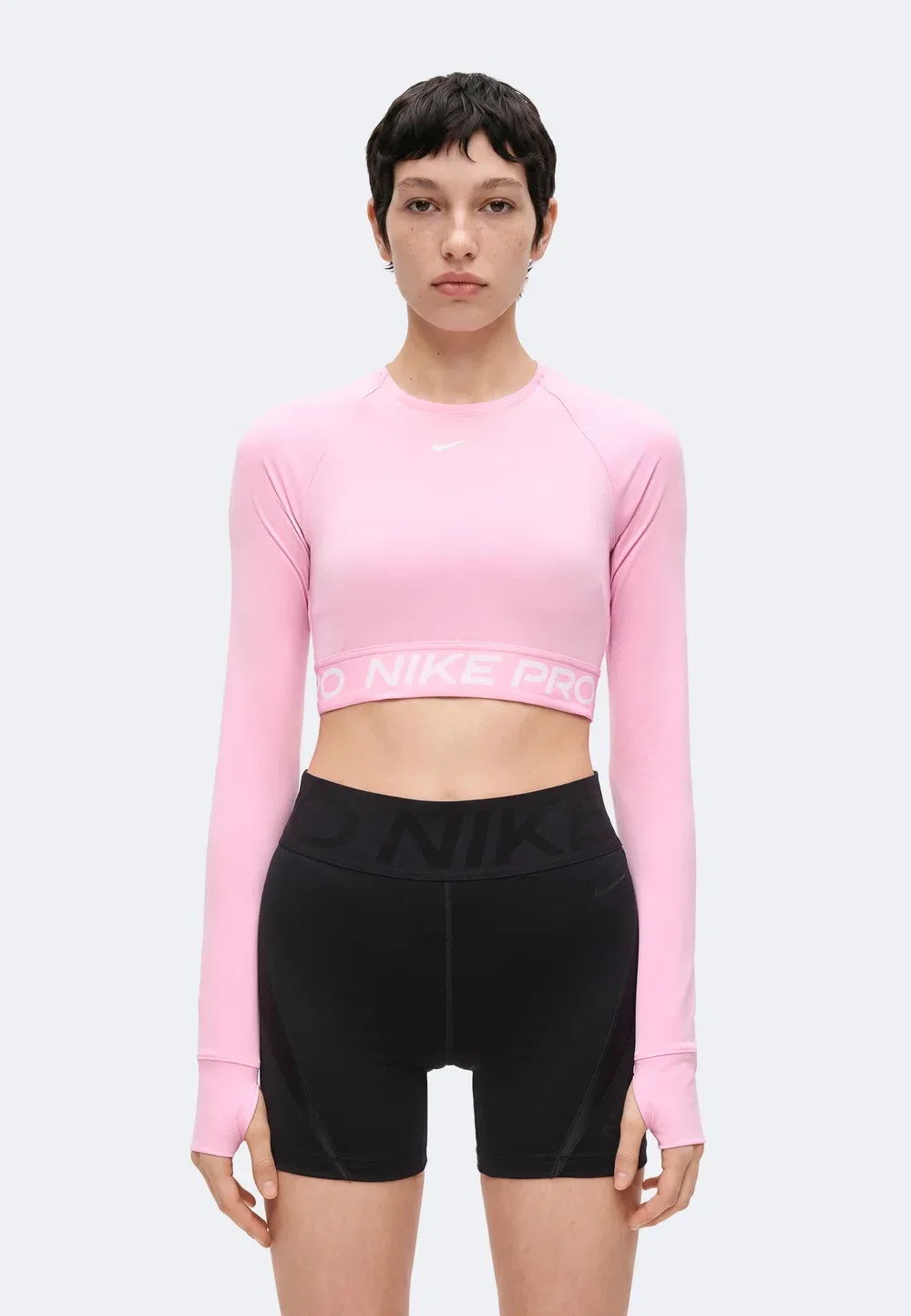 Nike Pro DF 365 Crop LS - футболка с длинными рукавами Nike Performance, Pink Rise/White