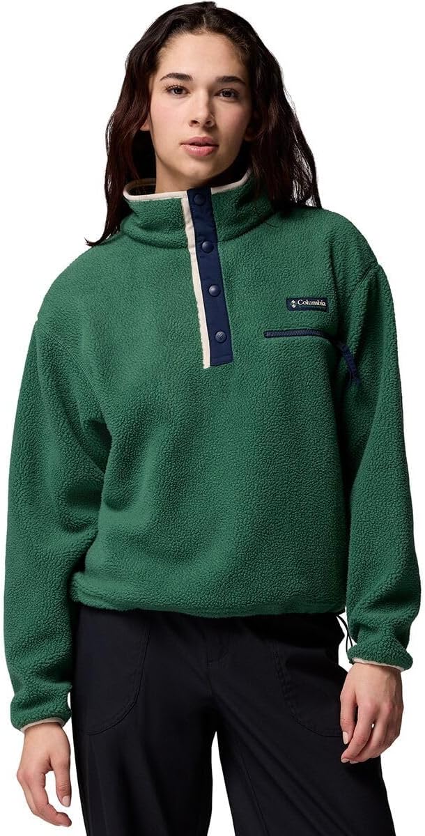 

Женская флисовая кофта Columbia Helvetia II с укороченным жакетом на застежке, Rain Forest/Collegiate Navy/Dark Stone