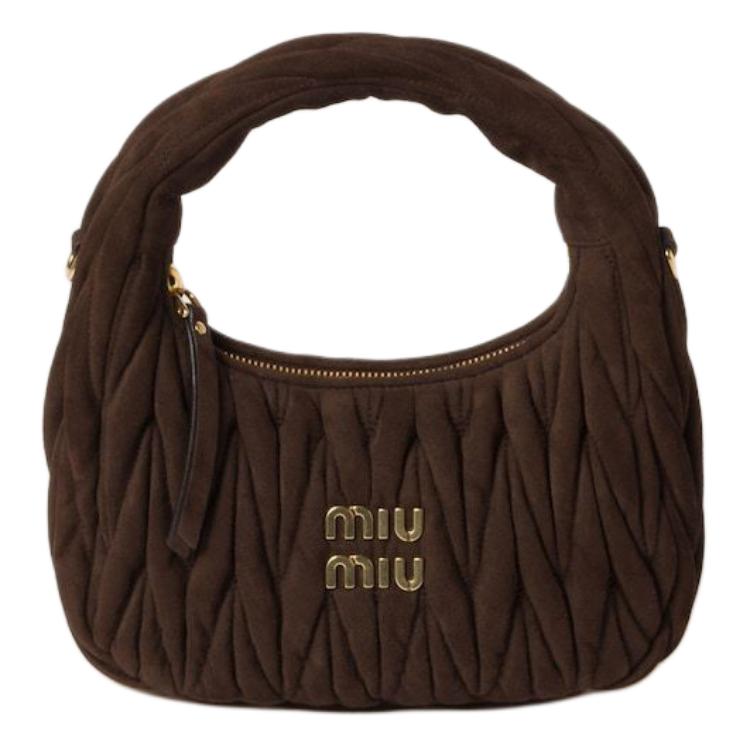

Miu Miu Женская сумка-кроссбоди Wander Series из замши, темно-коричневого цвета, на одно плечо