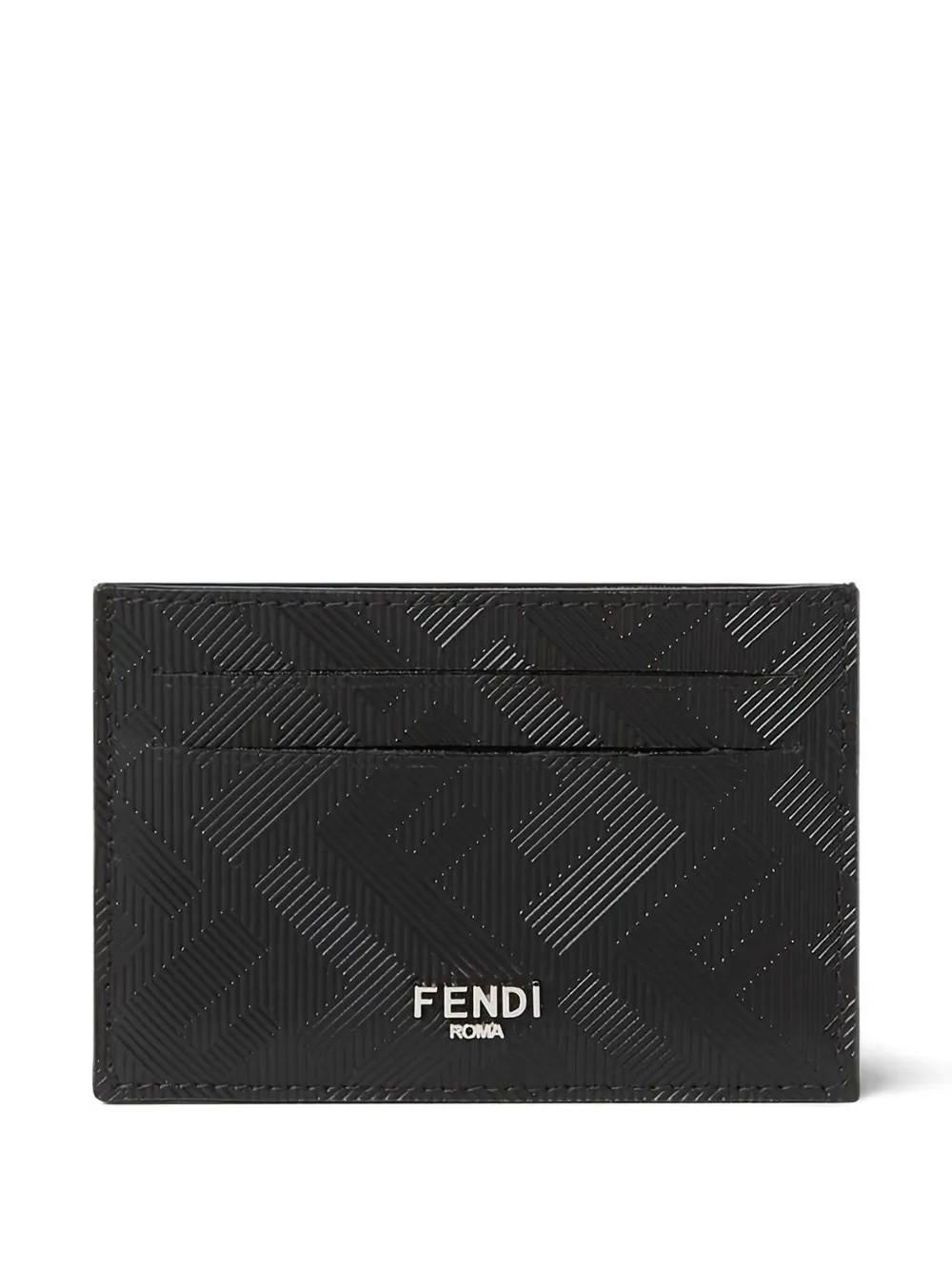 Кожаный картхолдер с логотипом FENDI, черный — фото 2