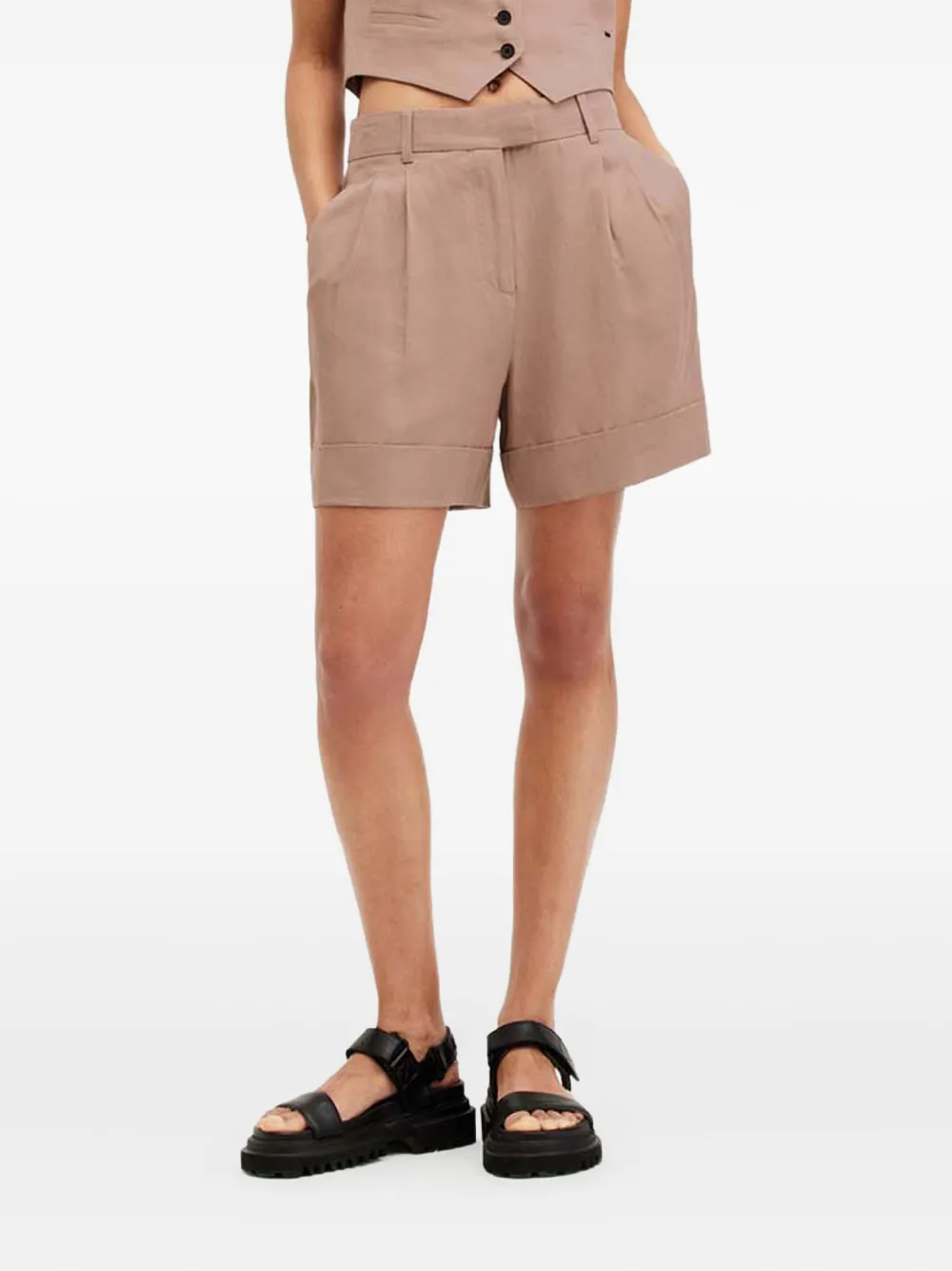 

Шорты с плиссированными манжетами AllSaints, коричневый