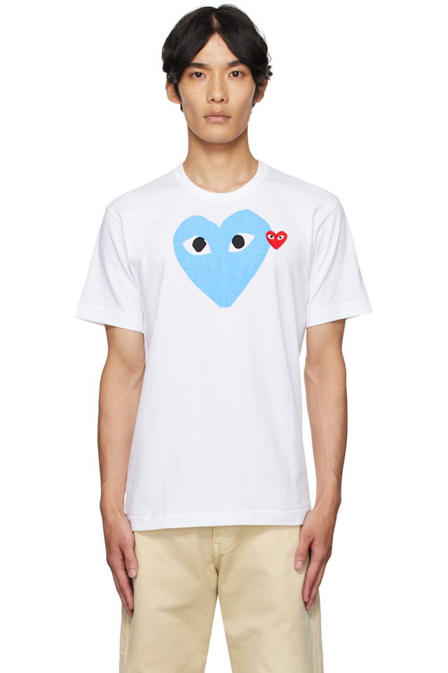 

Футболка с большим синим сердцем Comme Des Garçons Play, мультиколор