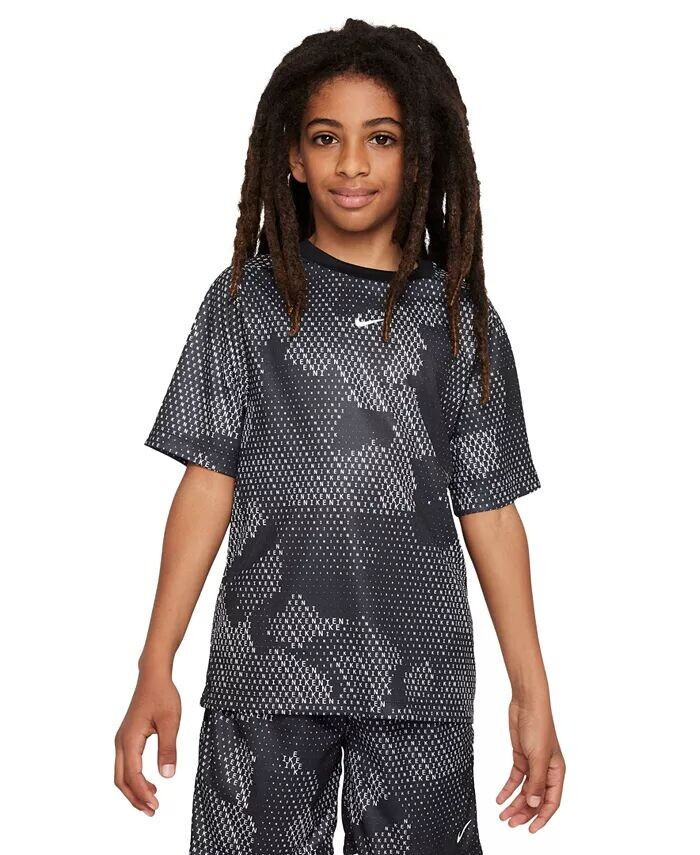

Топ с короткими рукавами и принтом Big Boys Multi Dri-FIT Nike, черный