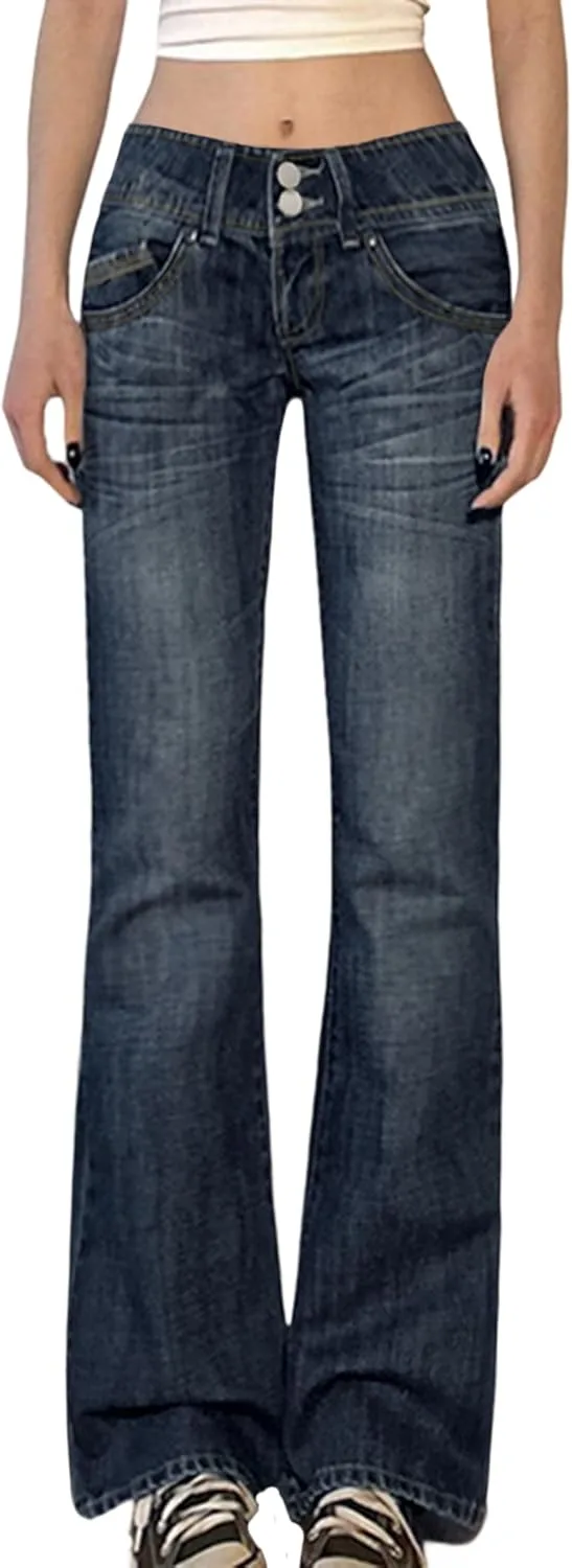 

Emmiol High Rise Flare Jeans для женщин, Y2K Bootcut Flared Bell Bottom Boyfriend