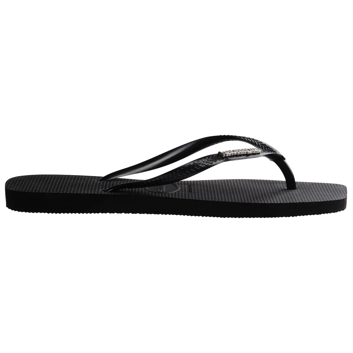 Квадратный логотип металлик Havaianas унисекс купальные шлепанцы, черный — фото 3