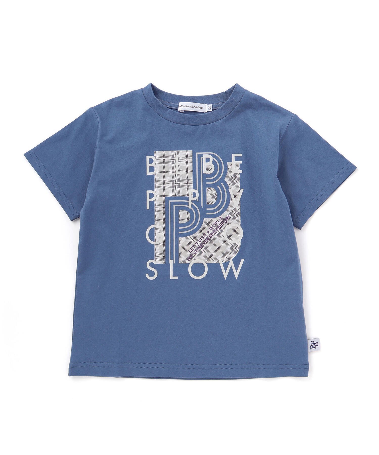 Футболка с коротким рукавом и клетчатым логотипом (95–150 см) BeBe Petits Pois Vert, Blue