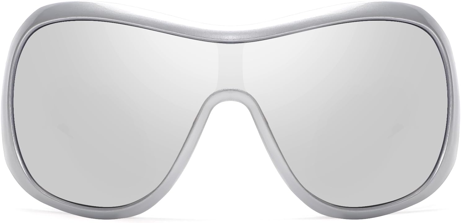 

Модные солнцезащитные очки BOTEN большого размера для женщин и мужчин, большие тонированные очки с необычной обтекаемой формой для отдыха после катания на лыжах, Silver