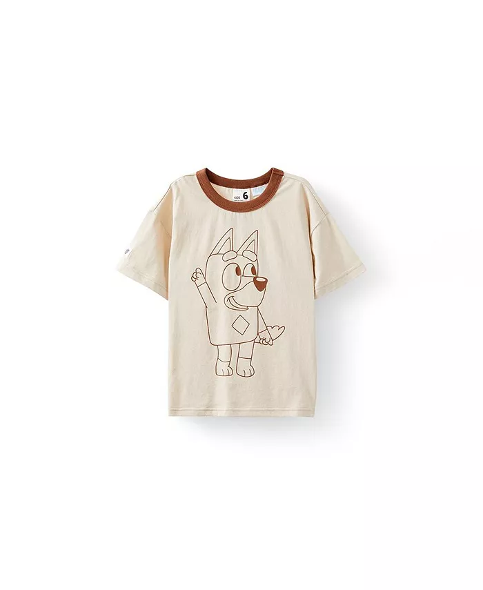 

Футболка с коротким рукавом и заниженной линией плеча для мальчиков Little/Big Licensed COTTON ON, коричневый/бежевый