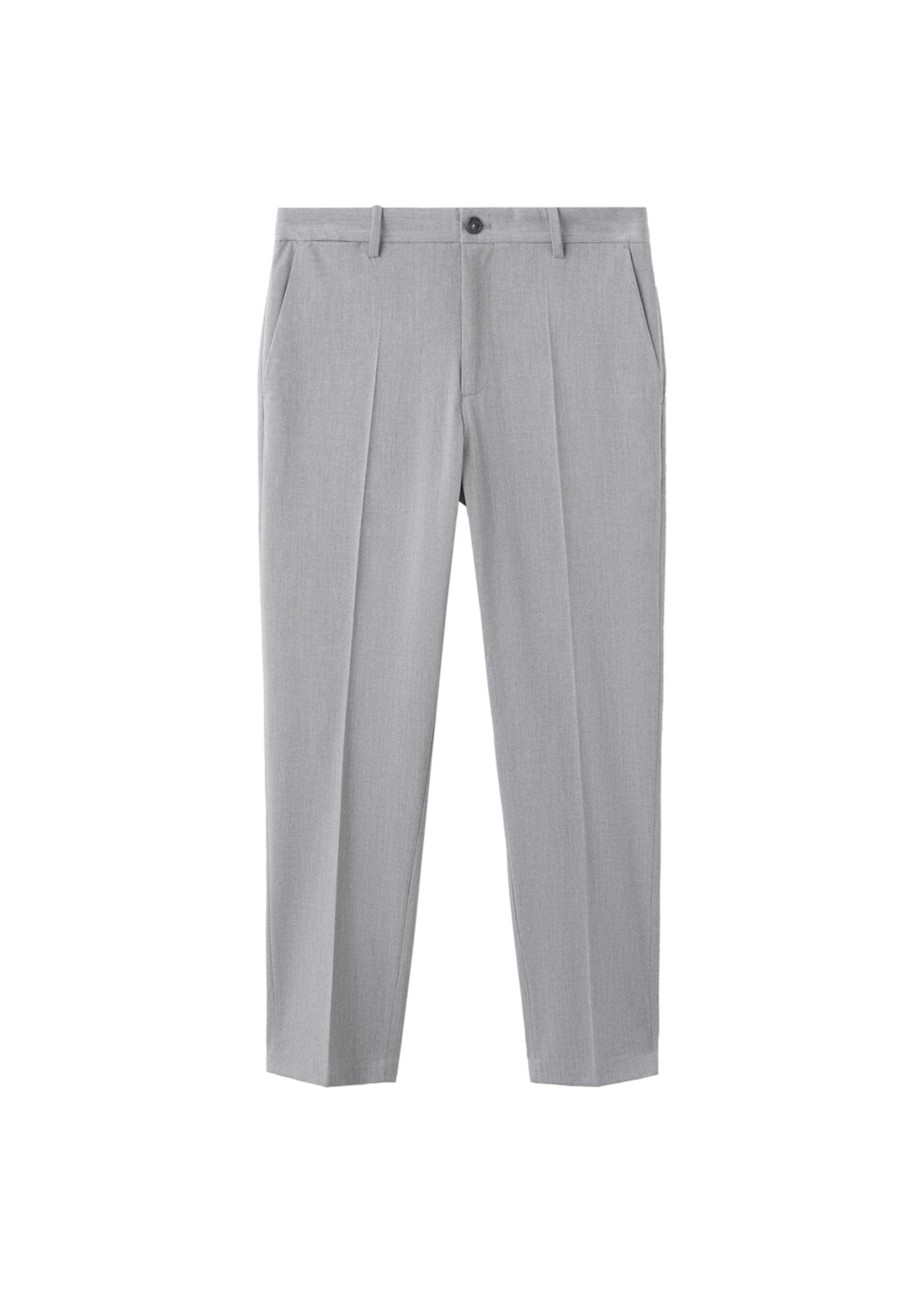 

MANGO MAN Брюки 'Bologna' в светло-сером цвете, slim fit, со складками