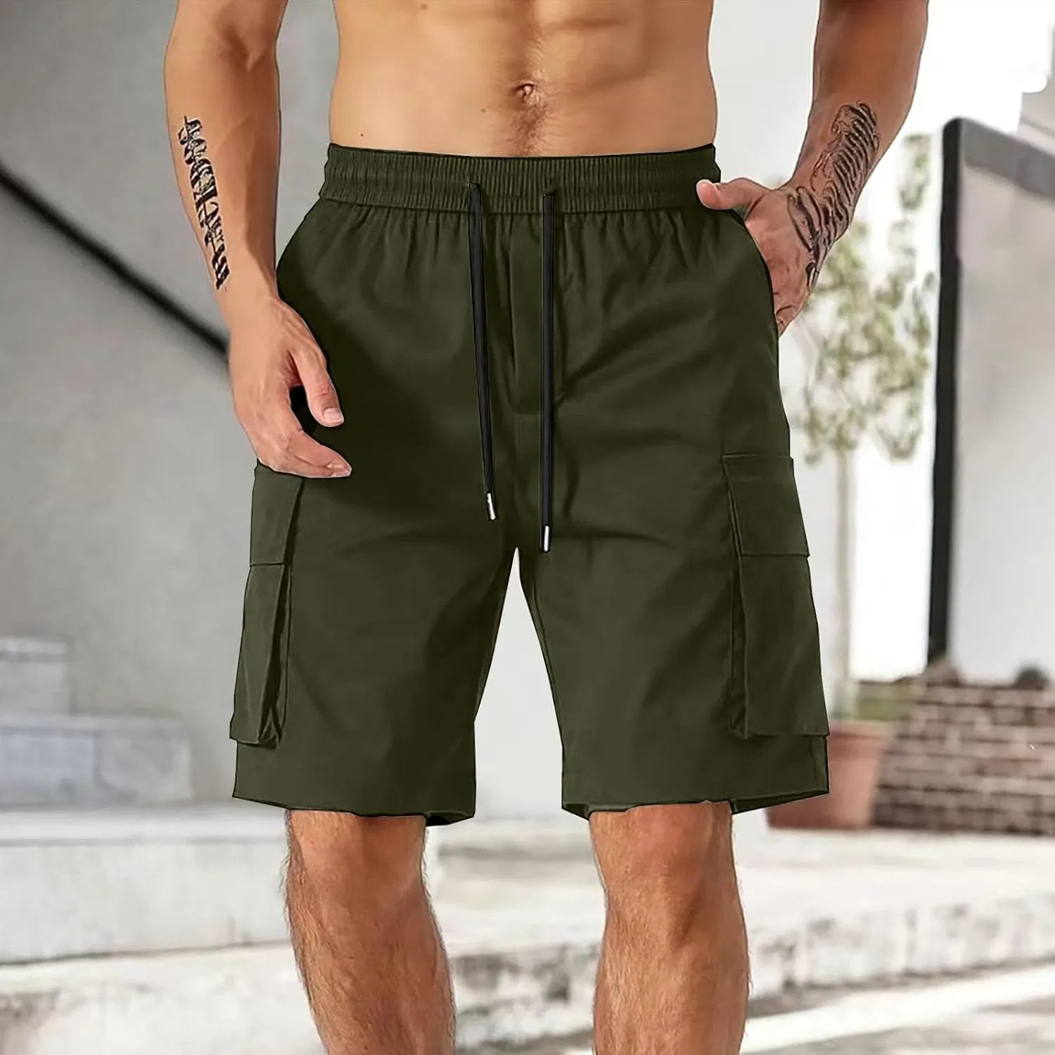 Шорты карго мужские, Army Green — фото 2