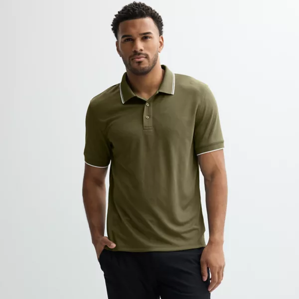 

Мужское поло с текстурированной накладкой Flx, цвет olive green