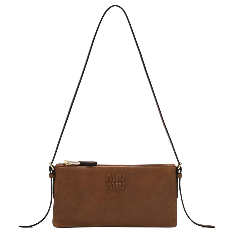 

MIU MIU Кожаная сумка через плечо, коричневая модель Crossbody Bag