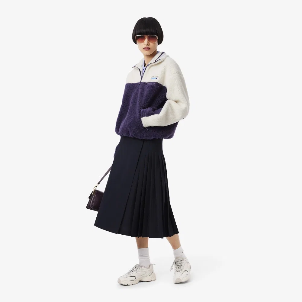 Толстовка Lacoste Фиолетовая флисовая на молнии — фото 4