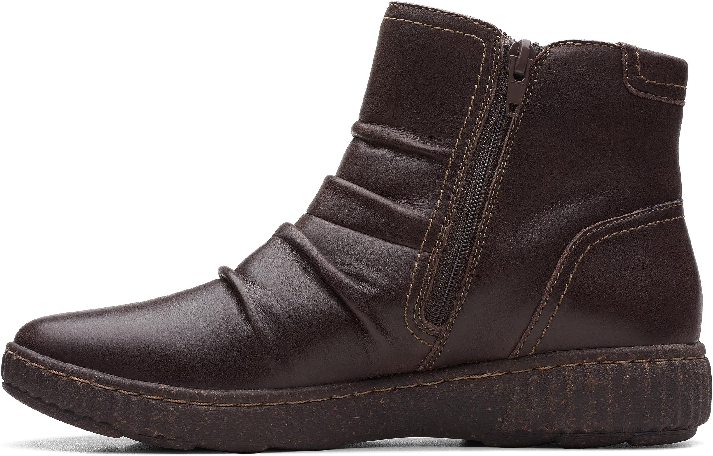 Ботинки женские Clarks Caroline Orchid кожаные со сборкой, темно-коричневый — фото 3