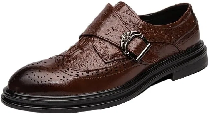 Лоферы мужские из натуральной кожи, Monk Strap,, Brown UOPYNE