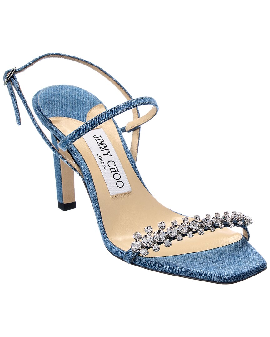 Jimmy Choo Meira 85 Denim Sandal, синий