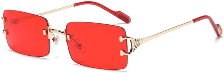 

Солнцезащитные очки MUTYNE прямоугольной формы без оправы для женщин, модные квадратные очки без оправы для мужчин, сверхлегкие очки с защитой от УФ-излучения UV400, унисекс, Gold Red