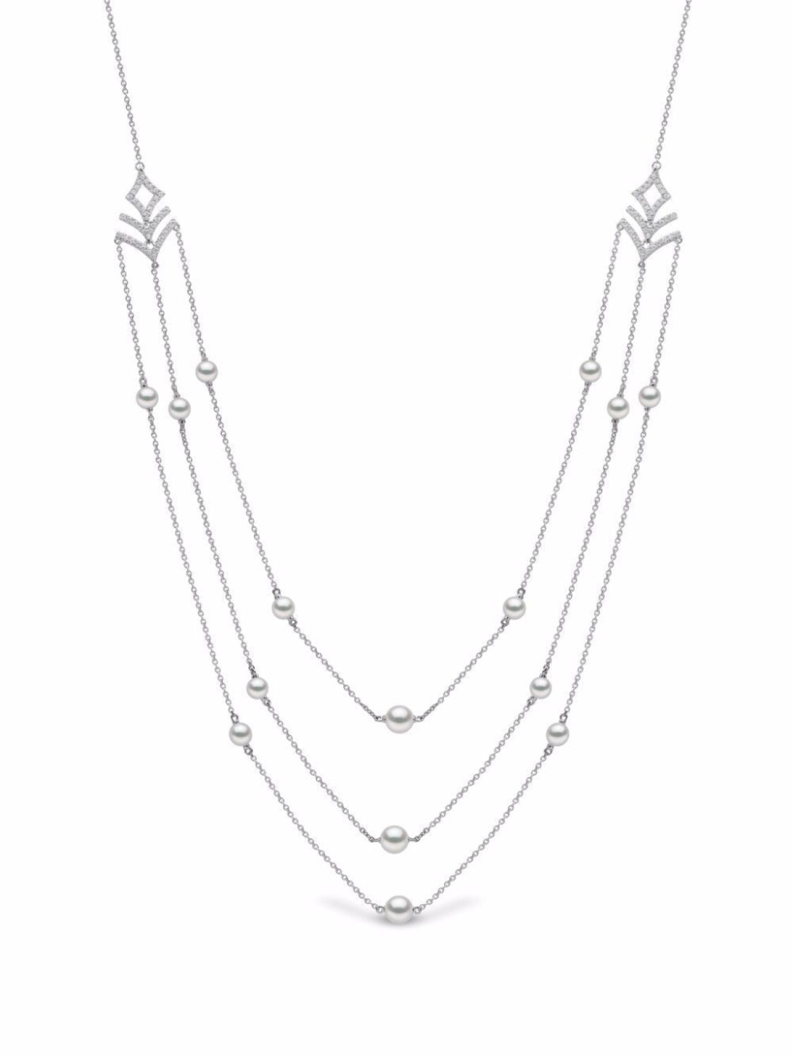 

Колье Sleek из белого золота с жемчугом и бриллиантами Yoko London, серебряный