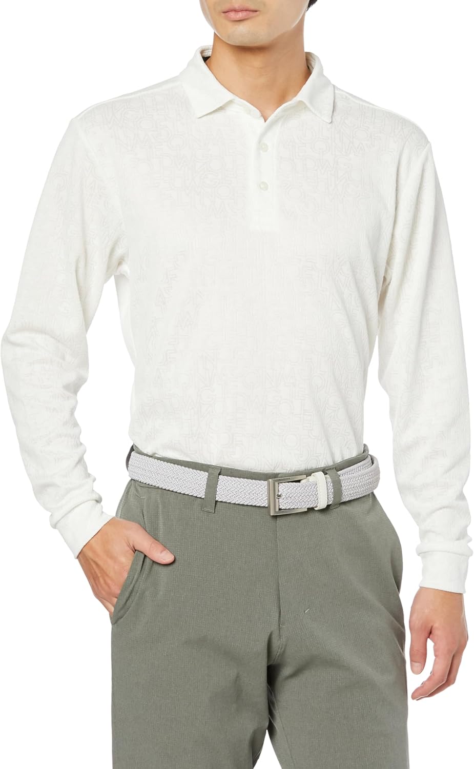 

Мужская жаккардовая рубашка-поло с длинным рукавом Edwin Golf, белый