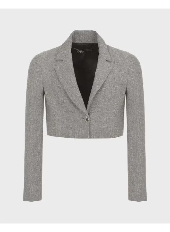 Жакет с подплечниками приталенный Zara, серый