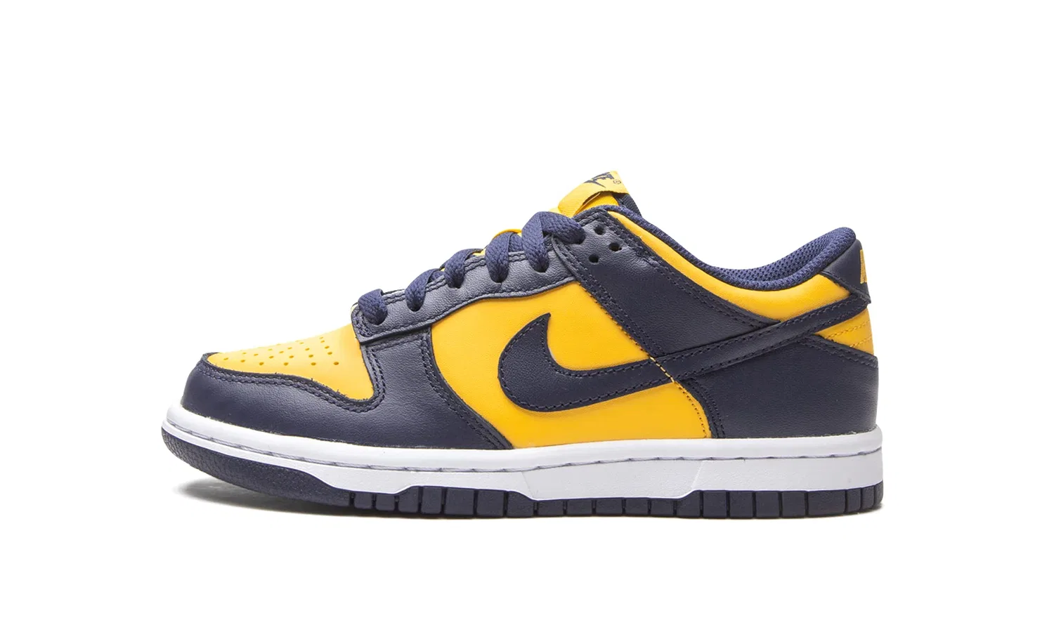 Детские кроссовки с кожаным верхом Dunk Low Gs NIKE, Varsity Maize Midnight Navy White