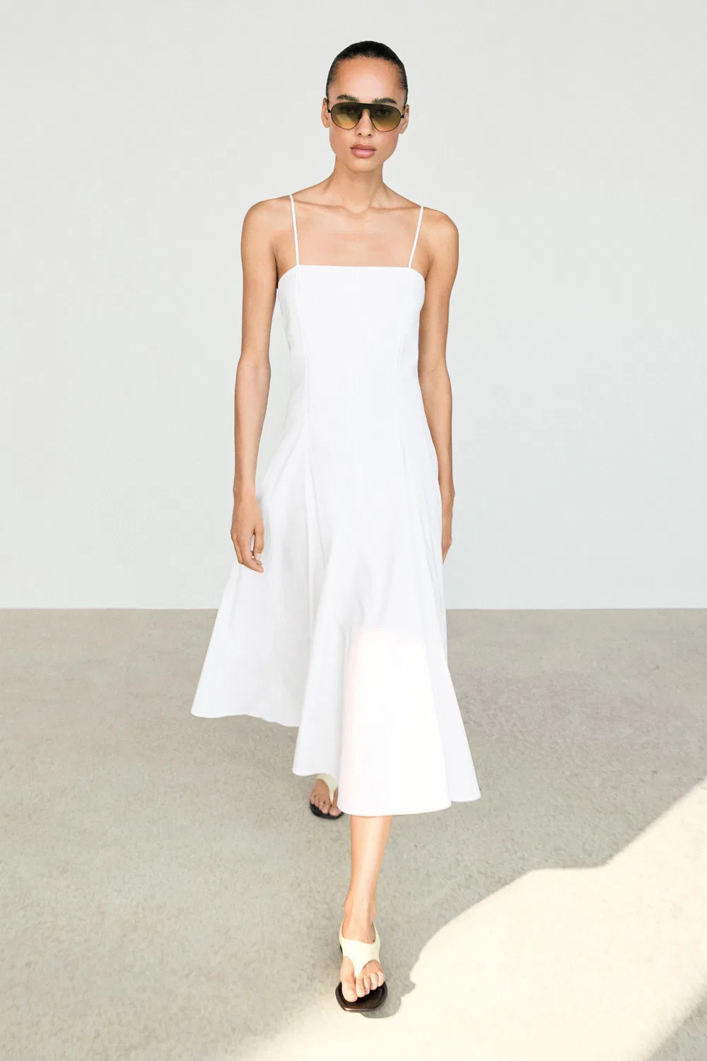Платье Massimo Dutti, миди, белое