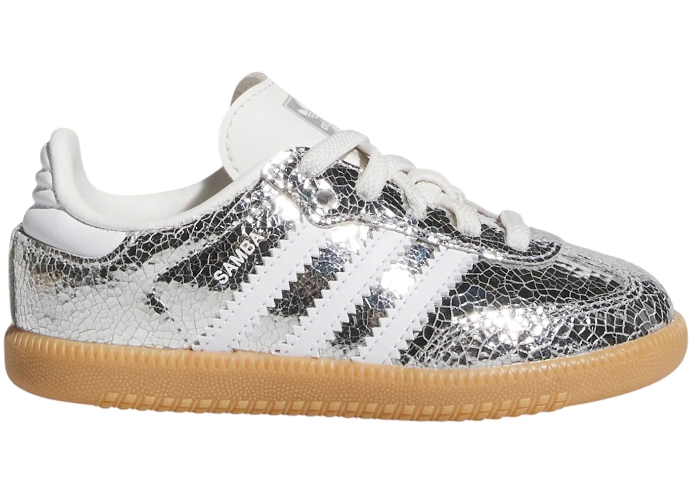 Детские кроссовки с кожаным верхом Adidas Samba OG, Silver Metallic/Cloud White/Core White