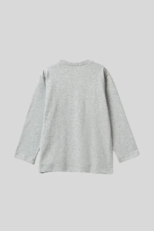 Детская футболка для мальчиков с длинным рукавом United Colors Of Benetton, Gray-Melange — фото 2