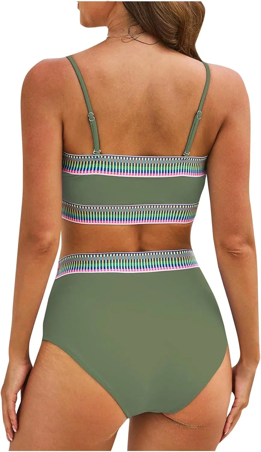Женский танкини-купальник с контролем живота Athletic, Army Green — фото 3
