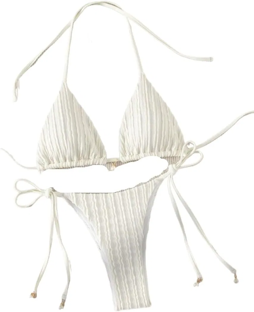 Женский бикини-комплект с высокой талией Tie Back, Beige