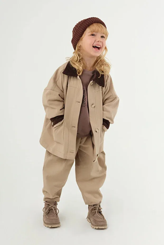 Детский жакет из вельвета с принтом Mioma Kids, Taupe — фото 2