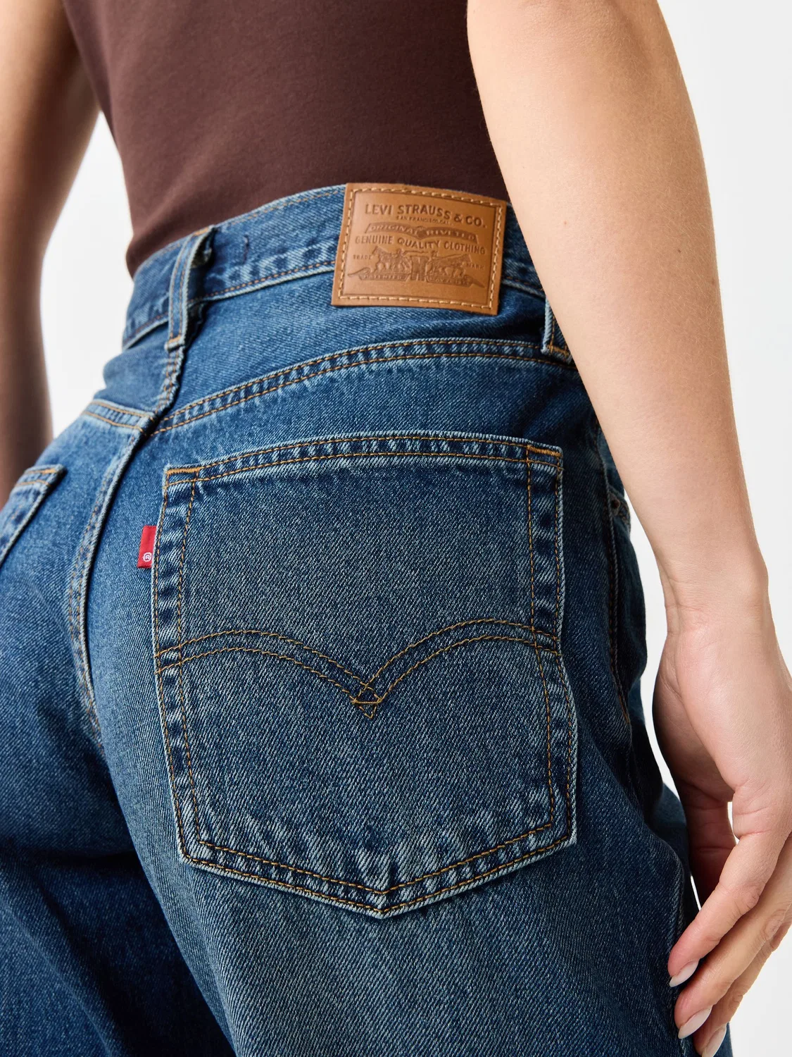 Синие свободные ботинки Levi's Middy / джинсы свободного кроя — фото 4
