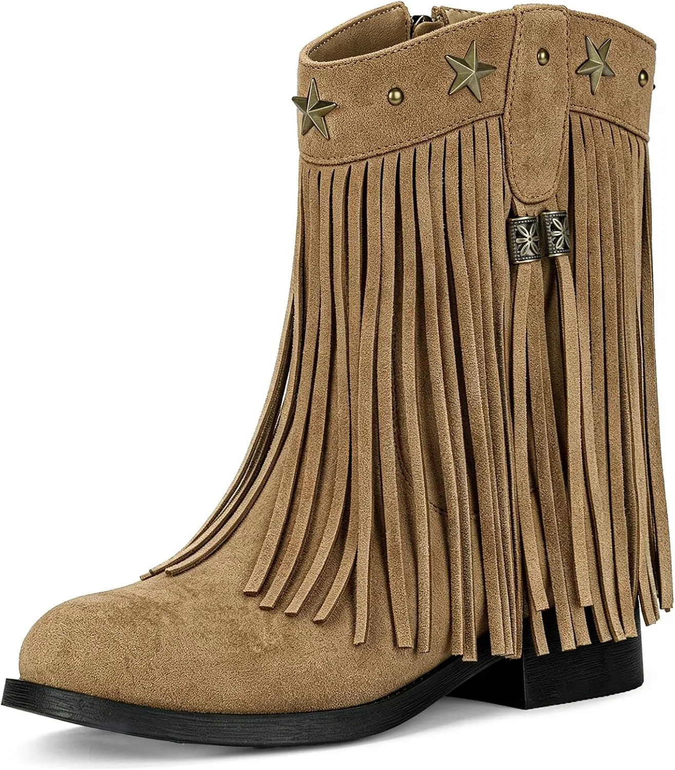 Детские сапоги для девочек с принтом Choiran Fringe Cowgirl Boots, Tan