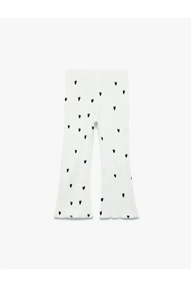 Детские леггинсы для девочек с принтом Cotton Heart Printed Camisole Spanish Koton, Ecru Patterned — фото 2