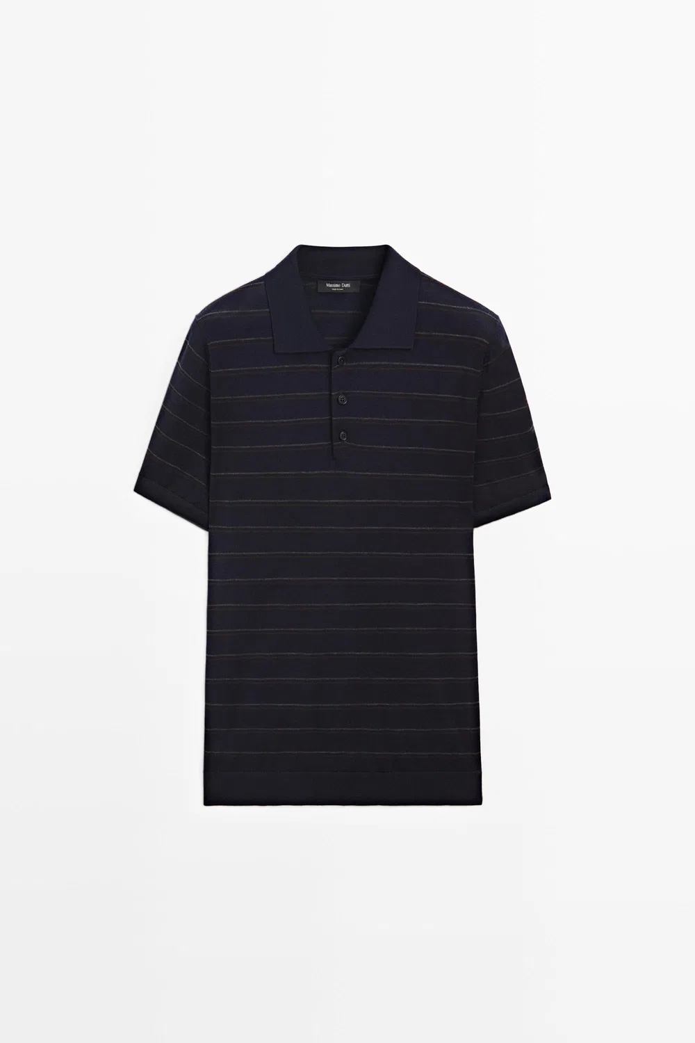 Поло Massimo Dutti Striped Short Sleeve Knit Sweater, темно-синий — фото 2