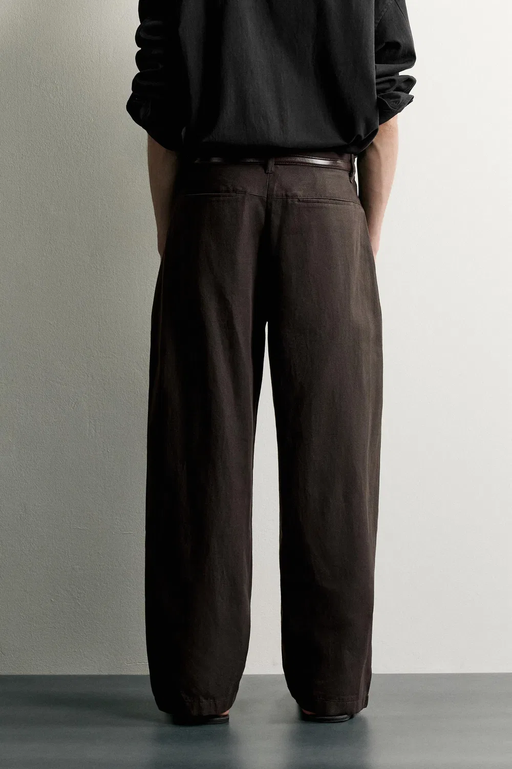 Брюки бочкообразного кроя ZARA, Chocolate brown — фото 3