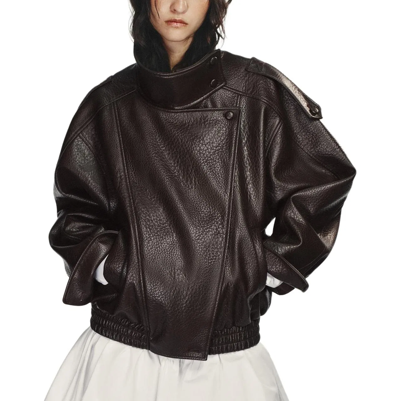 Женская куртка с воротником-стойкой Brown ZARA, Brown