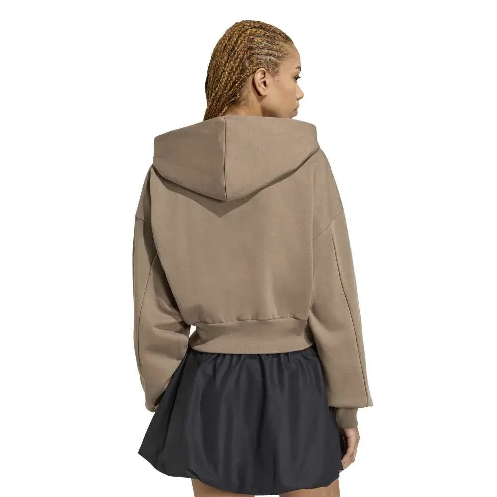 Женский свитшот из флиса с полной застежкой-молнией Adidas Essentials Contemporary Fleece, Brown — фото 2