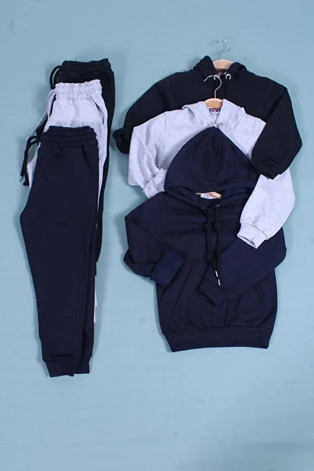 Детский комплект спортивного костюма для мальчиков с принтом Fyk Kids, Navy-Grey-Black