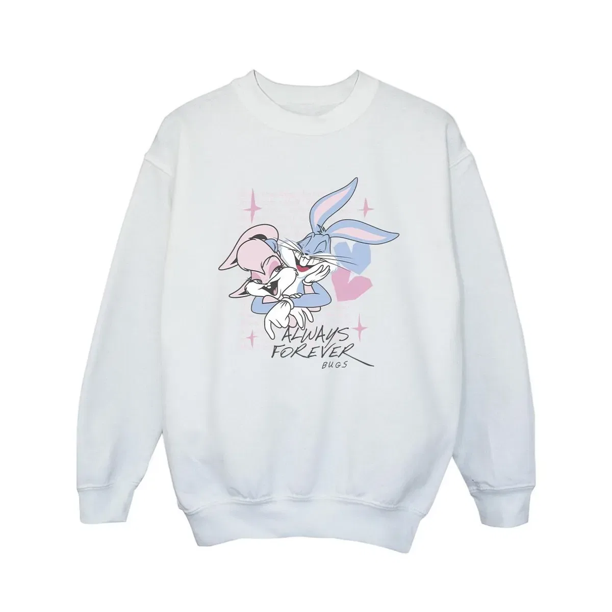 Детский свитшот с принтом Always Forever Bugs Bunny & Lola, Looney Tunes, White — фото 2