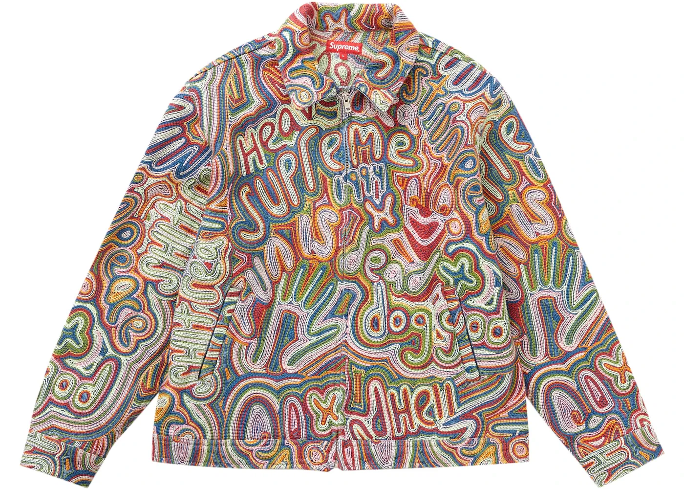 Мужская джинсовая куртка с цепной вышивкой Supreme, Multicolor