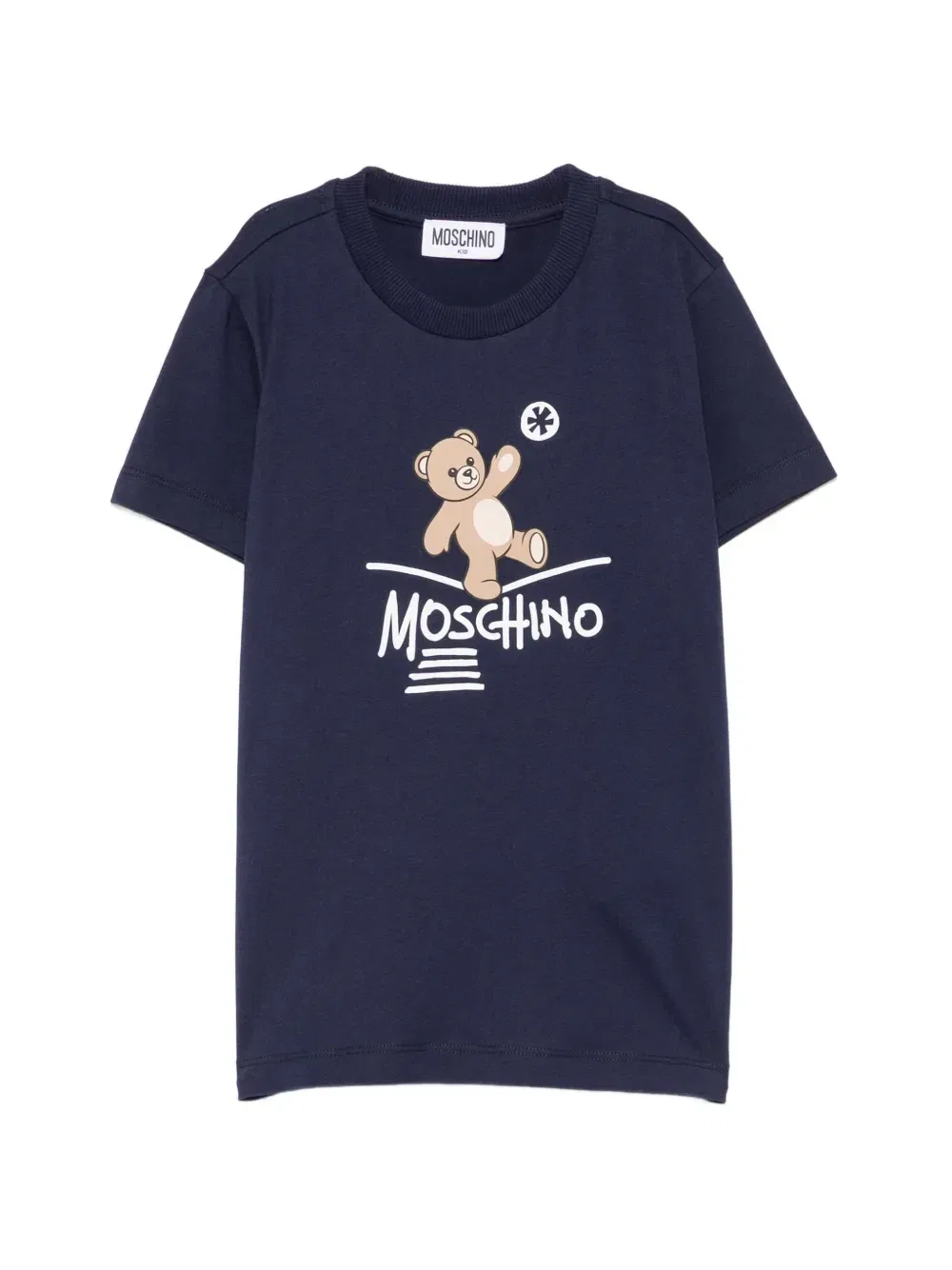 Футболка с плюшевым мишкой Moschino Kids, синий