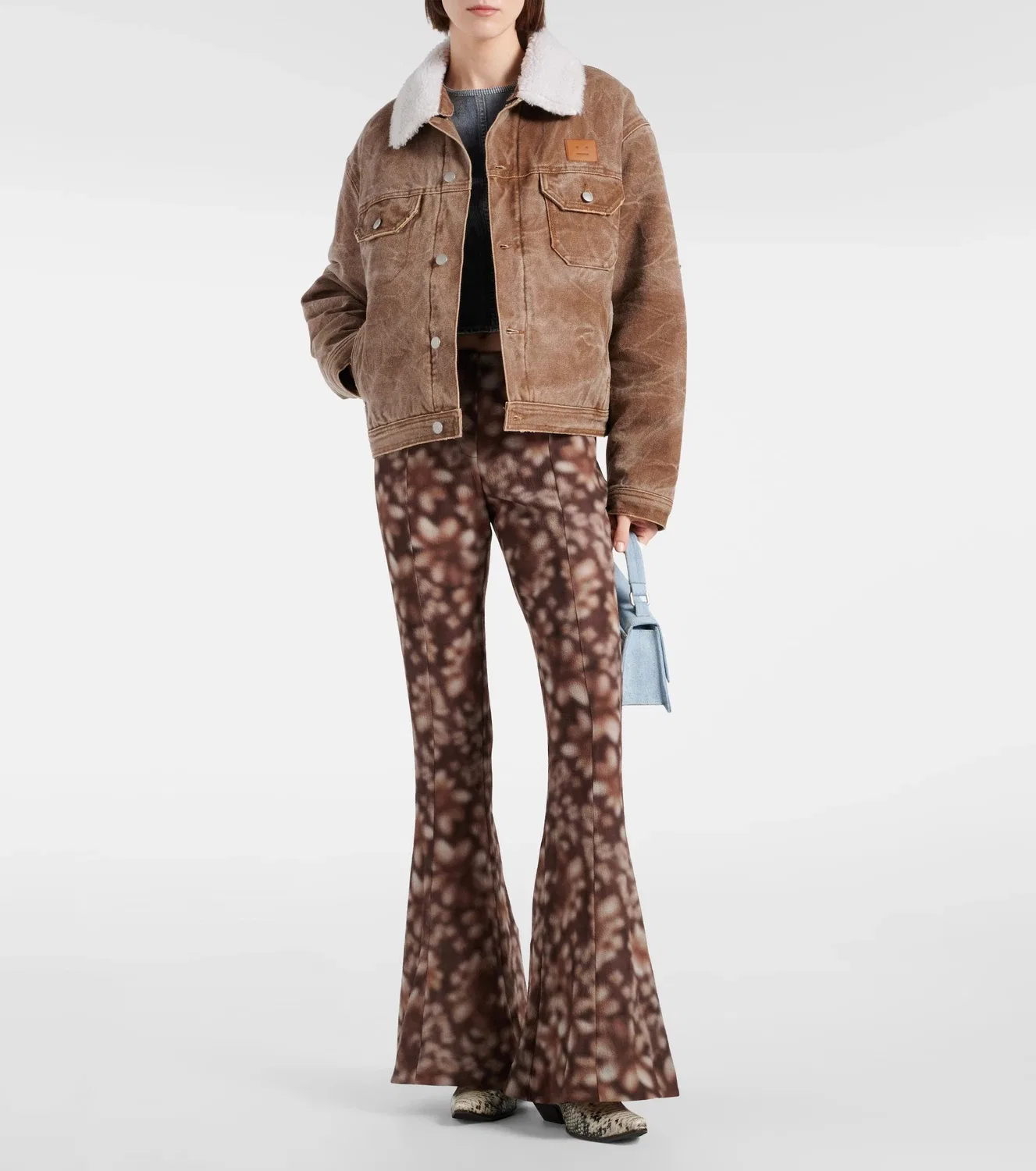 Расклешенные брюки Pippen с цветочным принтом Acne Studios, коричневый — фото 2