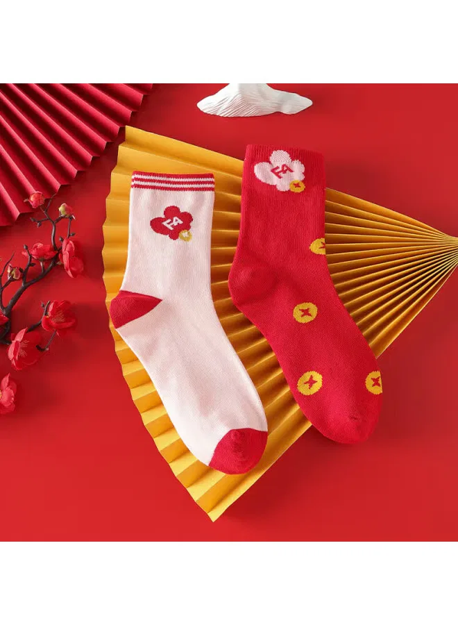 Носки детские с принтом зодиака Red Bean, красный — фото 4