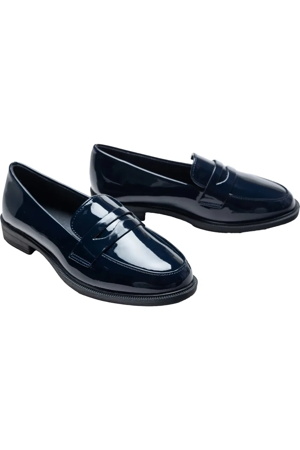 Детские туфли лоферы из лакированной кожи Patent Penny Loafers MOUSTACHE, темно синий — фото 3